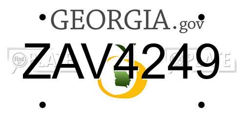 ZAV4249 Georgia License Plate