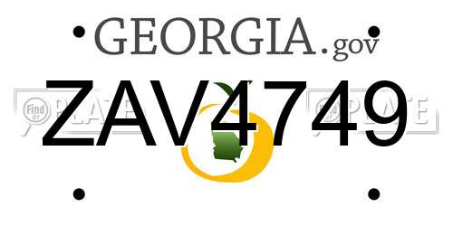 ZAV4749 Georgia License Plate