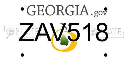 ZAV518 Georgia License Plate