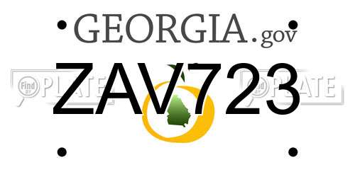 ZAV723 Georgia License Plate