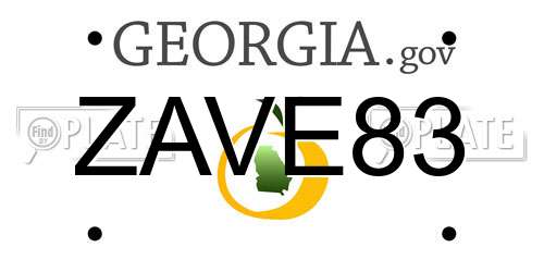 ZAVE83 Georgia License Plate