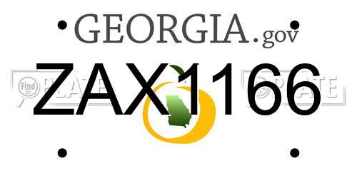 ZAX1166 Georgia License Plate