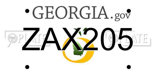 ZAX205 Georgia License Plate
