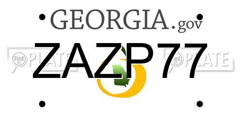 ZAZP77 Georgia License Plate