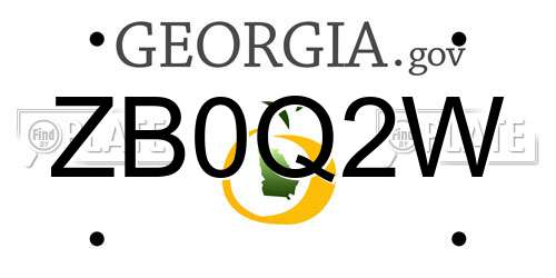 ZB0Q2W Georgia License Plate