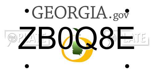 ZB0Q8E Georgia License Plate