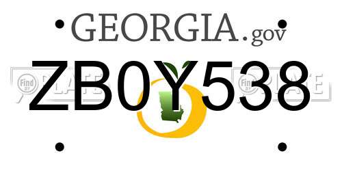 ZB0Y538 Georgia License Plate