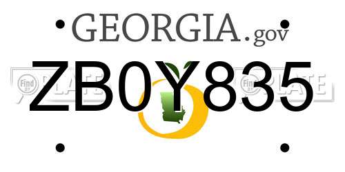 ZB0Y835 Georgia License Plate