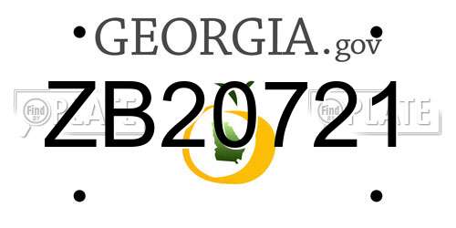 ZB20721 Georgia License Plate