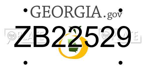 ZB22529 Georgia License Plate