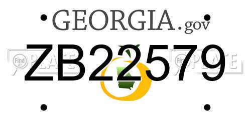 ZB22579 Georgia License Plate