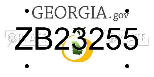ZB23255 Georgia License Plate