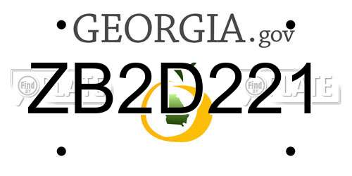 ZB2D221 Georgia License Plate