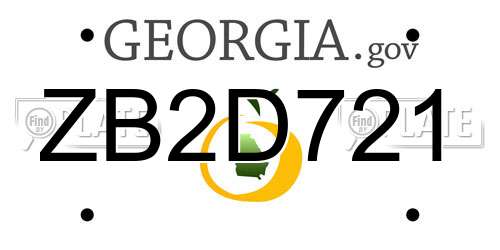 ZB2D721 Georgia License Plate