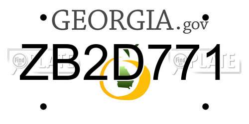 ZB2D771 Georgia License Plate