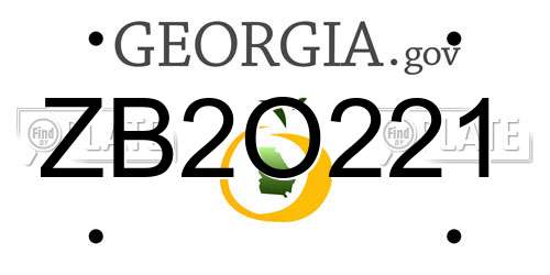 ZB2O221 Georgia License Plate