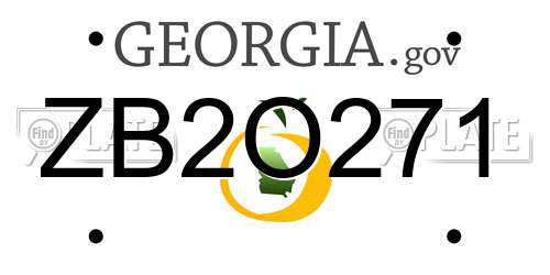 ZB2O271 Georgia License Plate