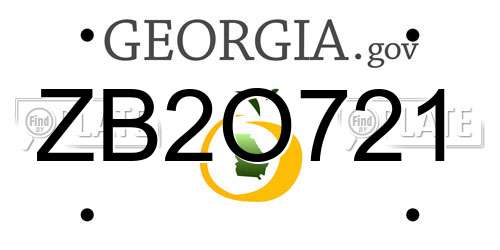 ZB2O721 Georgia License Plate