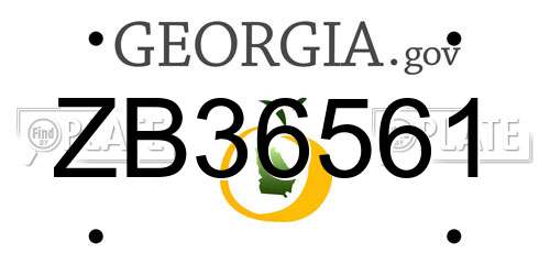ZB36561 Georgia License Plate