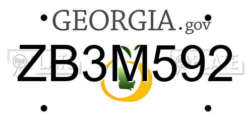 ZB3M592 Georgia License Plate