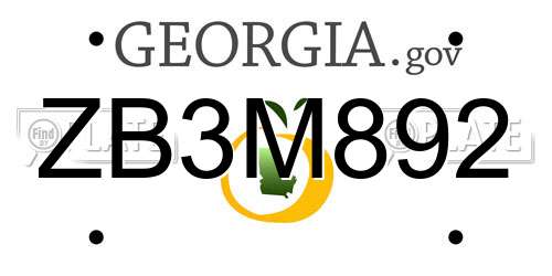 ZB3M892 Georgia License Plate