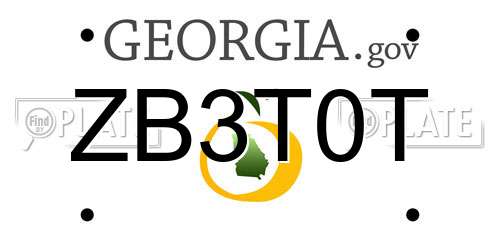 ZB3T0T Georgia License Plate