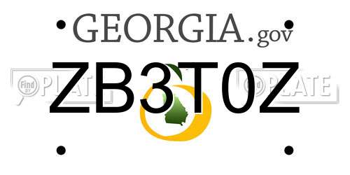 ZB3T0Z Georgia License Plate