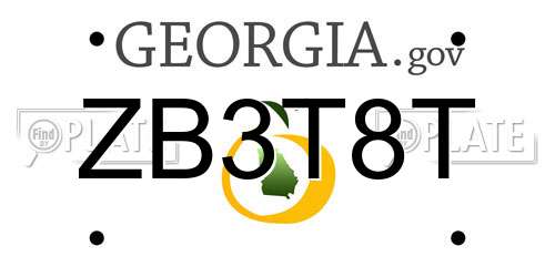 ZB3T8T Georgia License Plate
