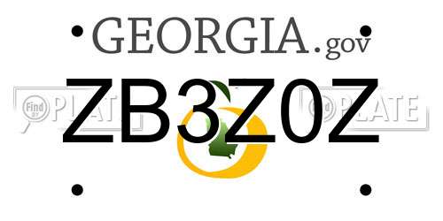 ZB3Z0Z Georgia License Plate