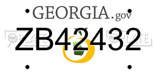 ZB42432 Georgia License Plate