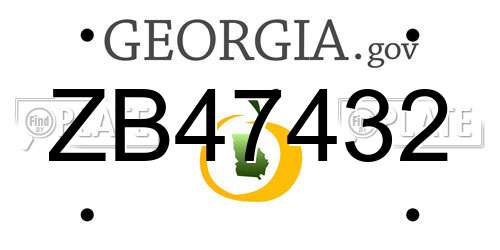 ZB47432 Georgia License Plate