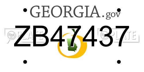ZB47437 Georgia License Plate