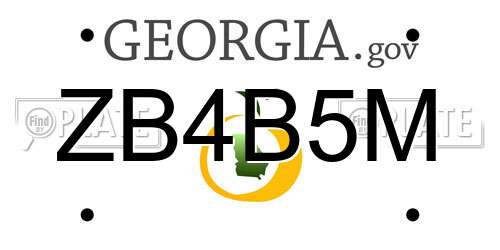 ZB4B5M Georgia License Plate