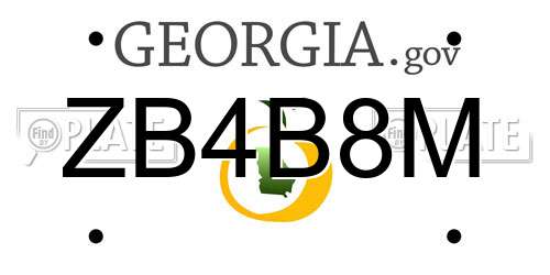 ZB4B8M Georgia License Plate