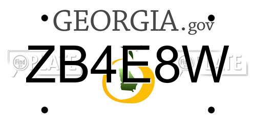 ZB4E8W Georgia License Plate