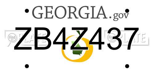 ZB4Z437 Georgia License Plate