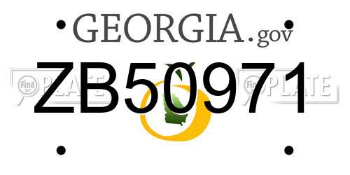 ZB50971 Georgia License Plate