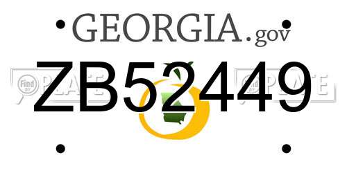 ZB52449 Georgia License Plate
