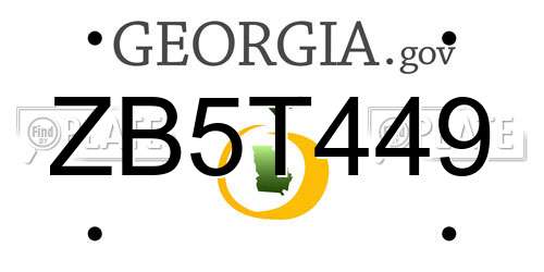 ZB5T449 Georgia License Plate