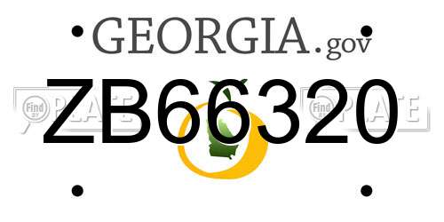 ZB66320 Georgia License Plate