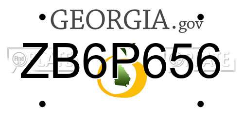 ZB6P656 Georgia License Plate