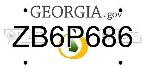 ZB6P686 Georgia License Plate