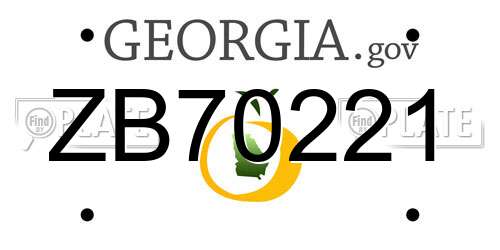 ZB70221 Georgia License Plate