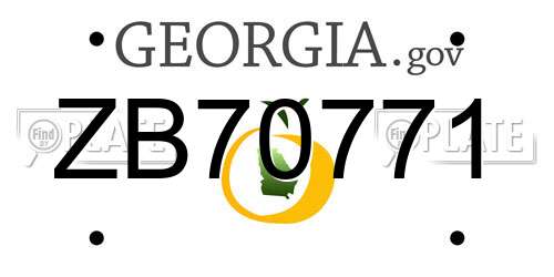 ZB70771 Georgia License Plate