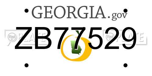 ZB77529 Georgia License Plate