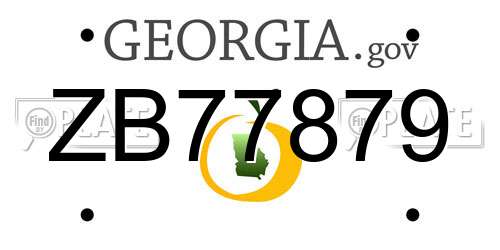ZB77879 Georgia License Plate