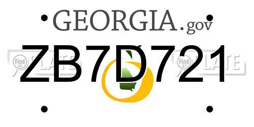 ZB7D721 Georgia License Plate