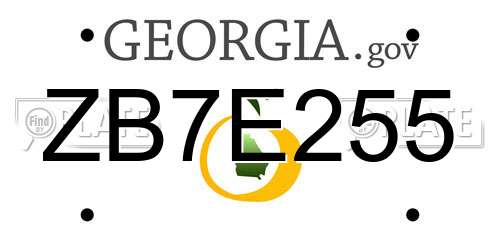 ZB7E255 Georgia License Plate