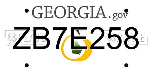 ZB7E258 Georgia License Plate