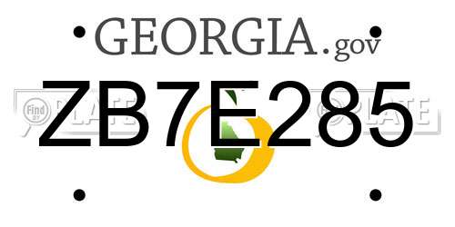 ZB7E285 Georgia License Plate